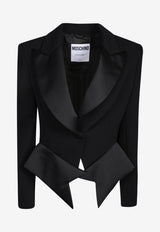 Moschino Tailored Wool Blazer with Oversized Lapel Black A0525 5517 1555