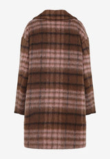 Moschino Double-Breasted Faux Fur Checked Coat Brown A0604 5513 1096