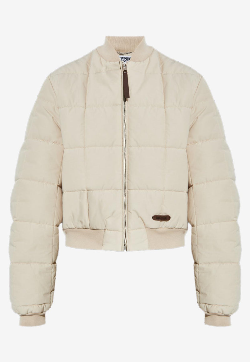 Moschino Cropped Padded Bomber Jacket Cream A0618 5517 0045
