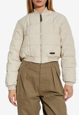Moschino Cropped Padded Bomber Jacket Cream A0618 5517 0045