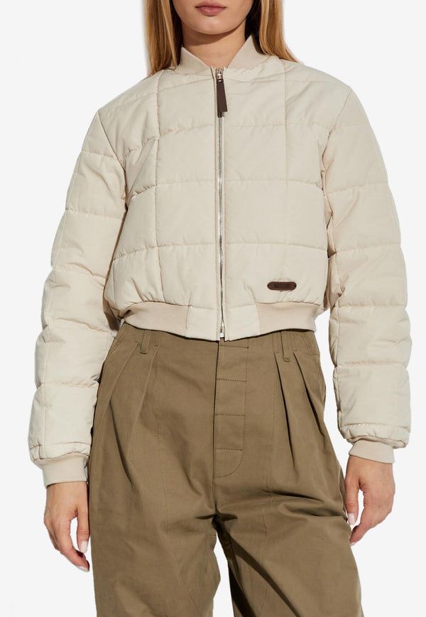 Moschino Cropped Padded Bomber Jacket Cream A0618 5517 0045