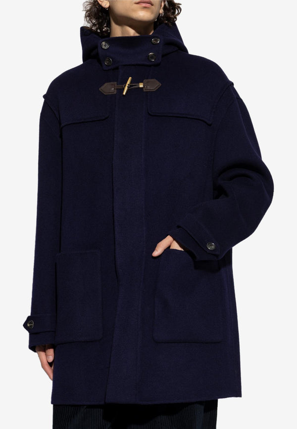 Moschino Wool and Cashmere Coat with Hood Navy A0651 5211 0342