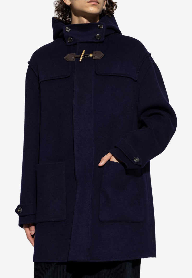Moschino Wool and Cashmere Coat with Hood Navy A0651 5211 0342