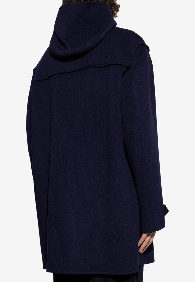 Moschino Wool and Cashmere Coat with Hood Navy A0651 5211 0342