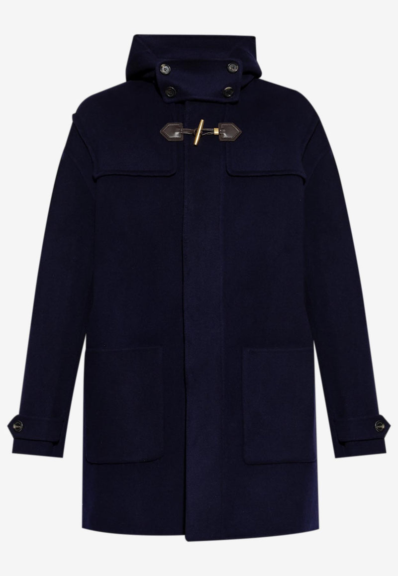 Moschino Wool and Cashmere Coat with Hood Navy A0651 5211 0342