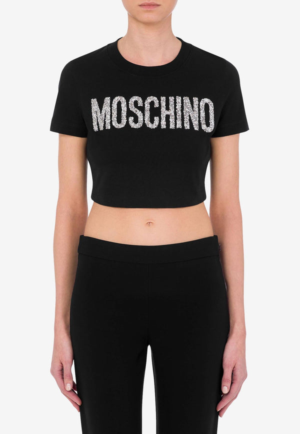 Moschino Embellished Cropped T-shirt Black A0701 5441 1555