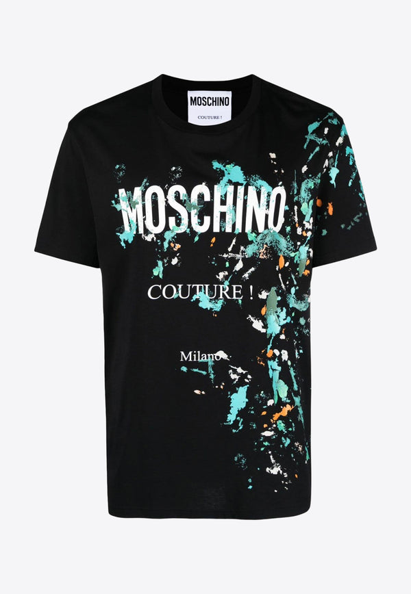 Moschino Paint-Splatter Logo Crewneck T-shirt A0712 2041 1555