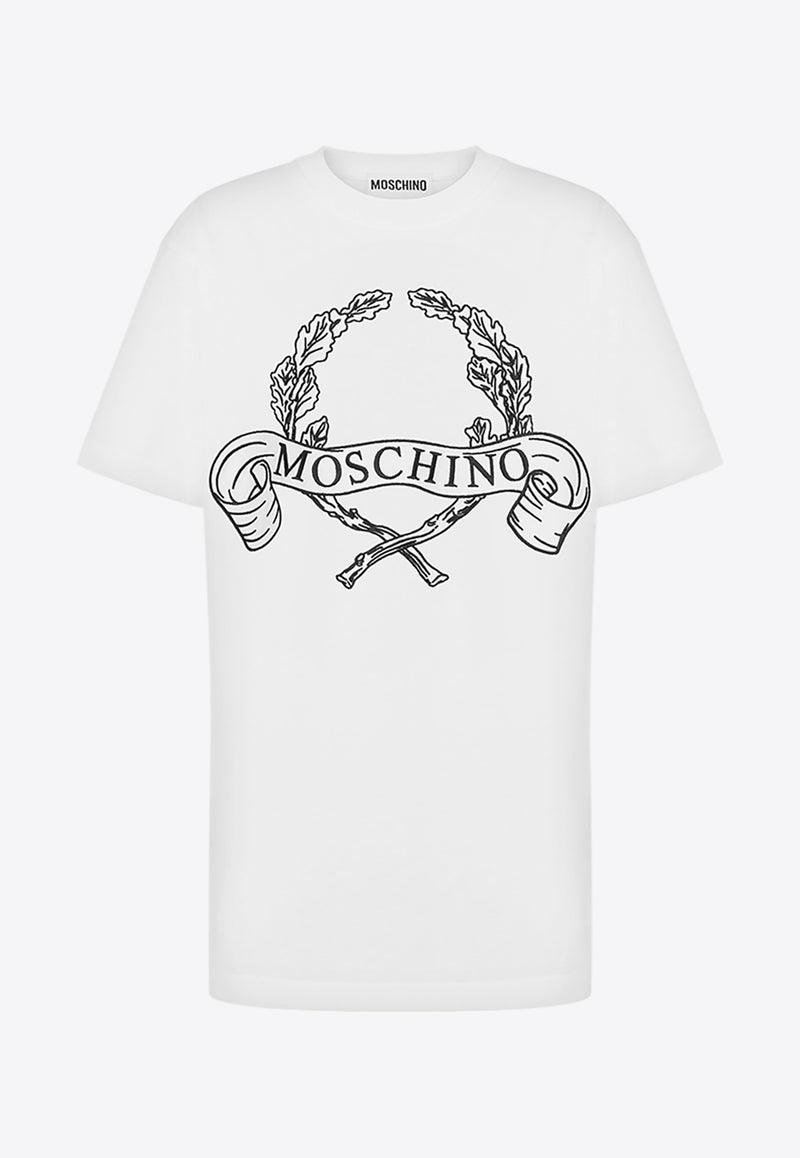 Moschino Laurel Crown Logo Print T-shirt White  A0712 0541 2001