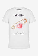 Moschino Heart Safety Pin T-shirt A071455411001 1001 White