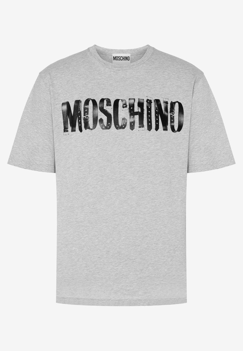 Moschino Biker Logo Short-Sleeved T-shirt Gray A0716 5241 1485
