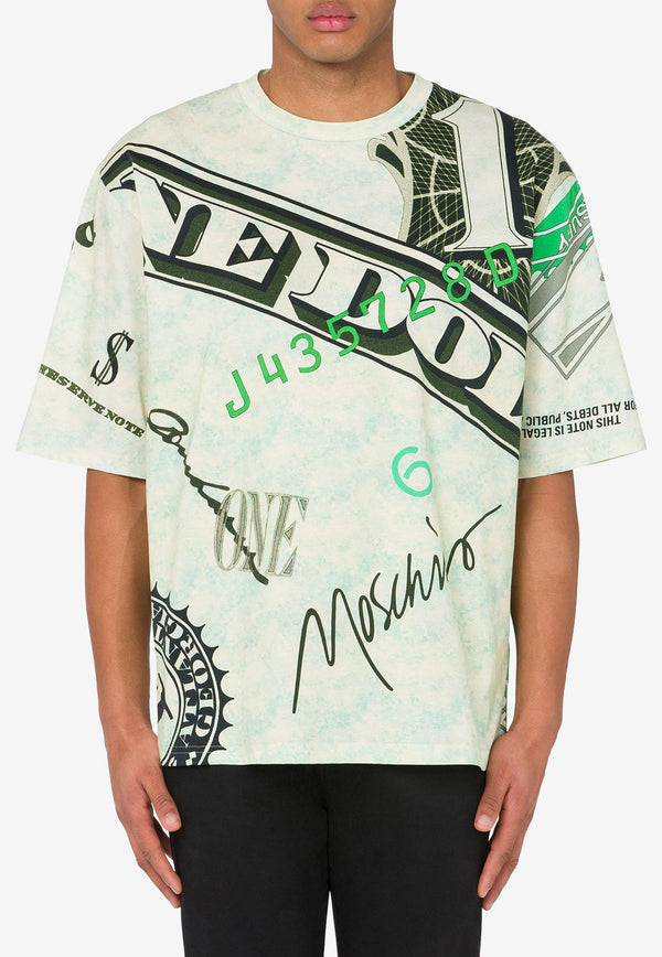 Moschino Dollar-Print Short-Sleeved T-shirt Multicolor A0720 7040 1006
