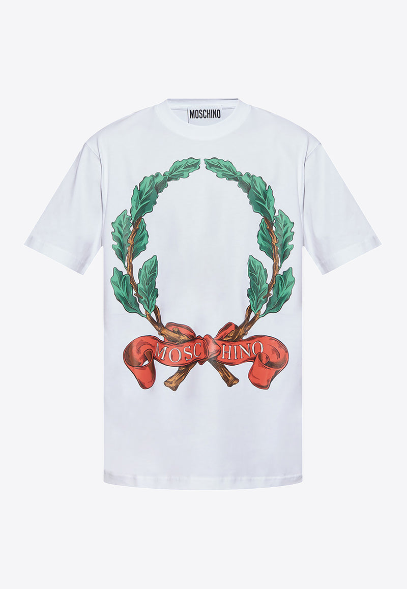 Moschino Laurel Crown Print T-shirt White  A0721 0241 1001