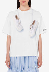 Moschino Sneakers Print Crewneck T-shirt White A0725 541 1001