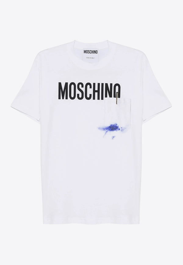 Moschino Logo Print Crewneck T-shirt White A0725 0241 1001