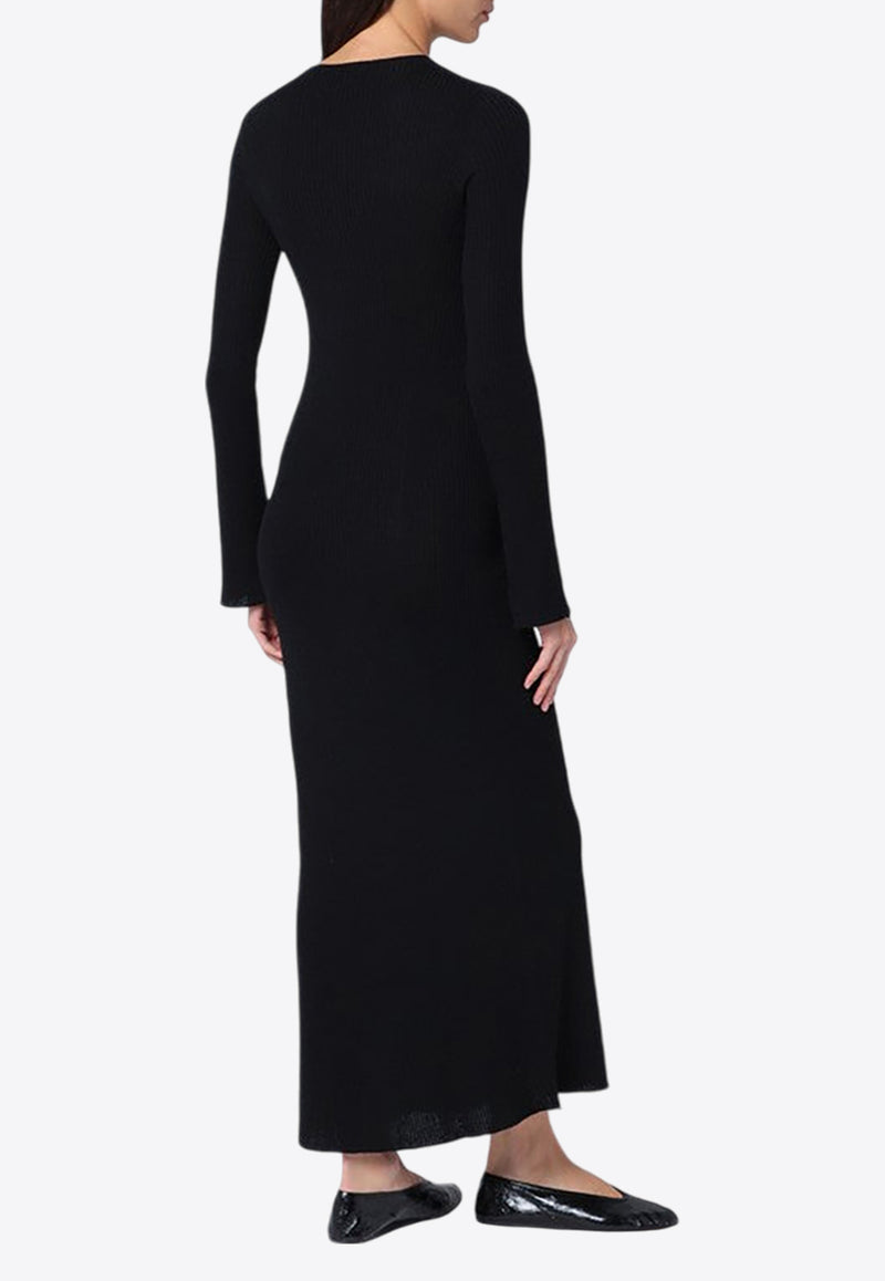 Roberto Collina Ribbed Wool Midi Dress Black A08233A08/P_ROBER-09