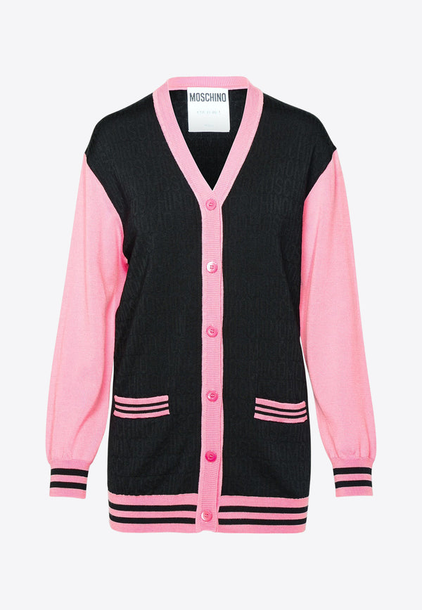 Moschino All-Over Logo Wool Cardigan A0903 2700 2555 Multicolor