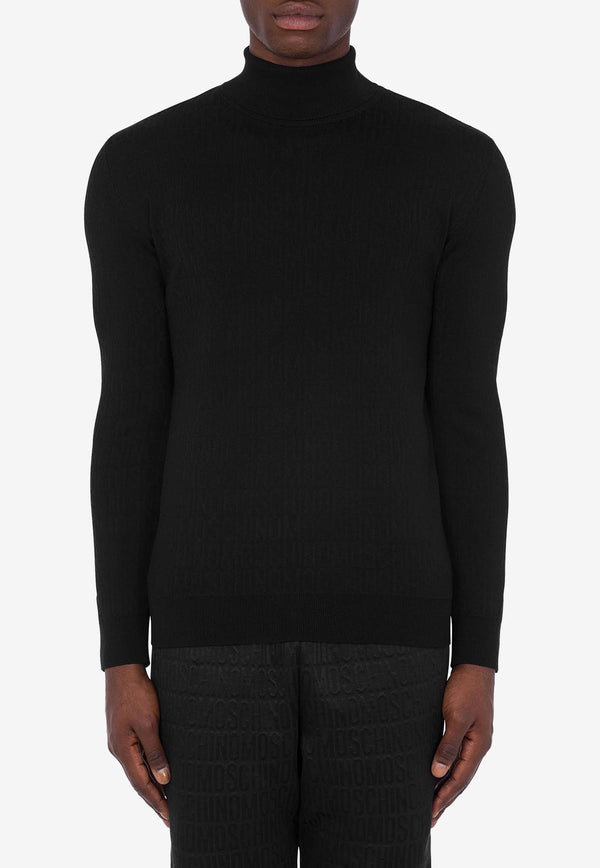 Moschino Jacquard Knit Turtleneck Sweater Black A0903 7600 1555