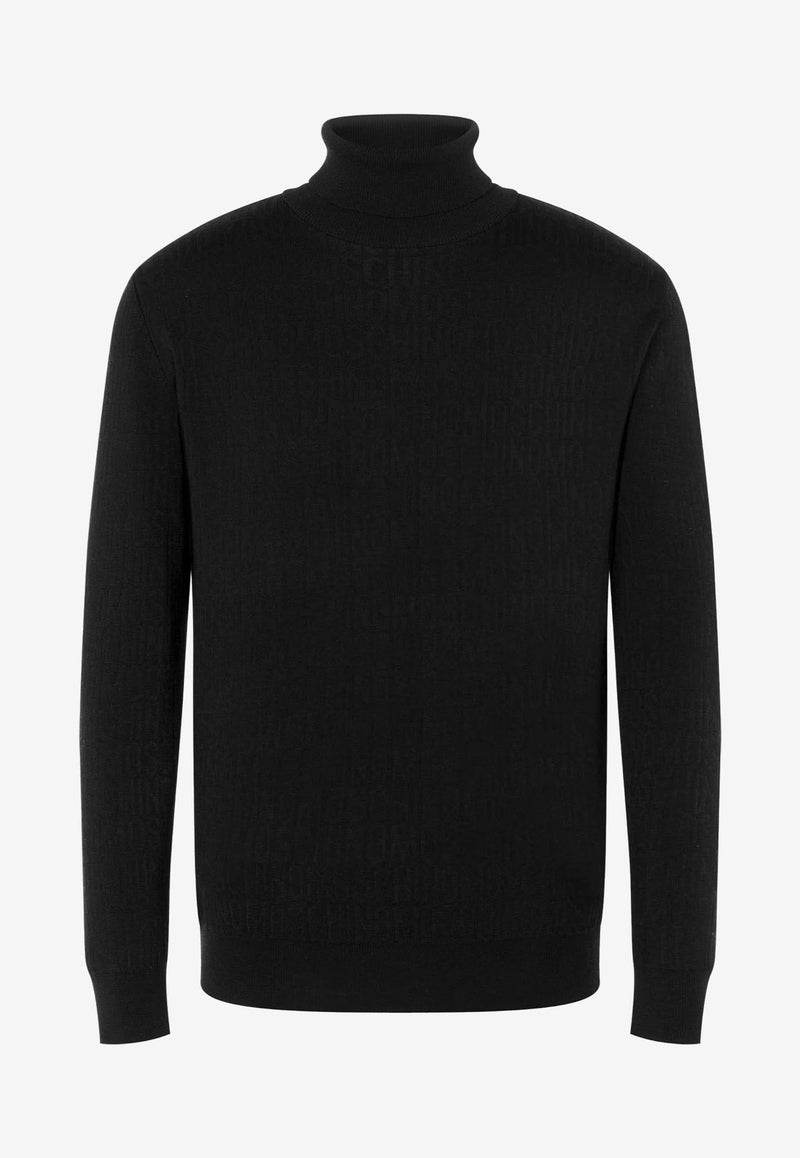 Moschino Jacquard Knit Turtleneck Sweater Black A0903 7600 1555