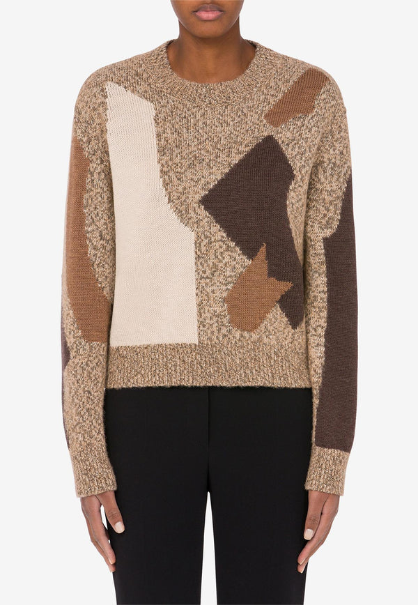 Moschino Wool Blend Patchwork Sweater Beige A0907 5507 1512