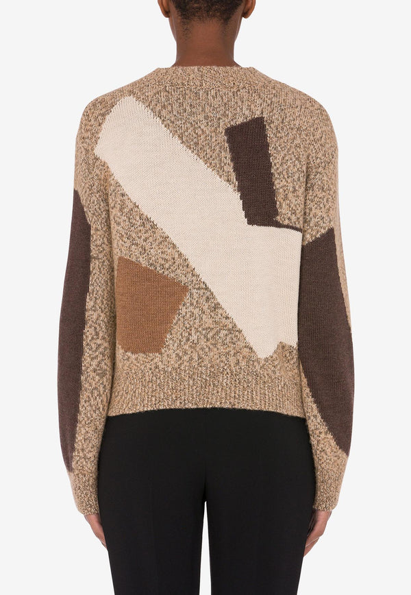 Moschino Wool Blend Patchwork Sweater Beige A0907 5507 1512