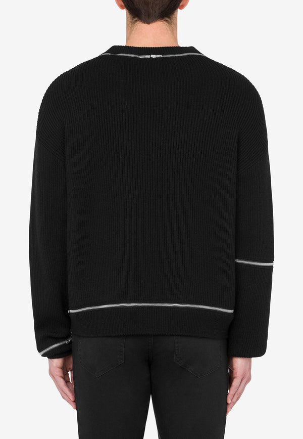 Moschino Wool Sweater with Zipped Detail Black A0917 7000 555