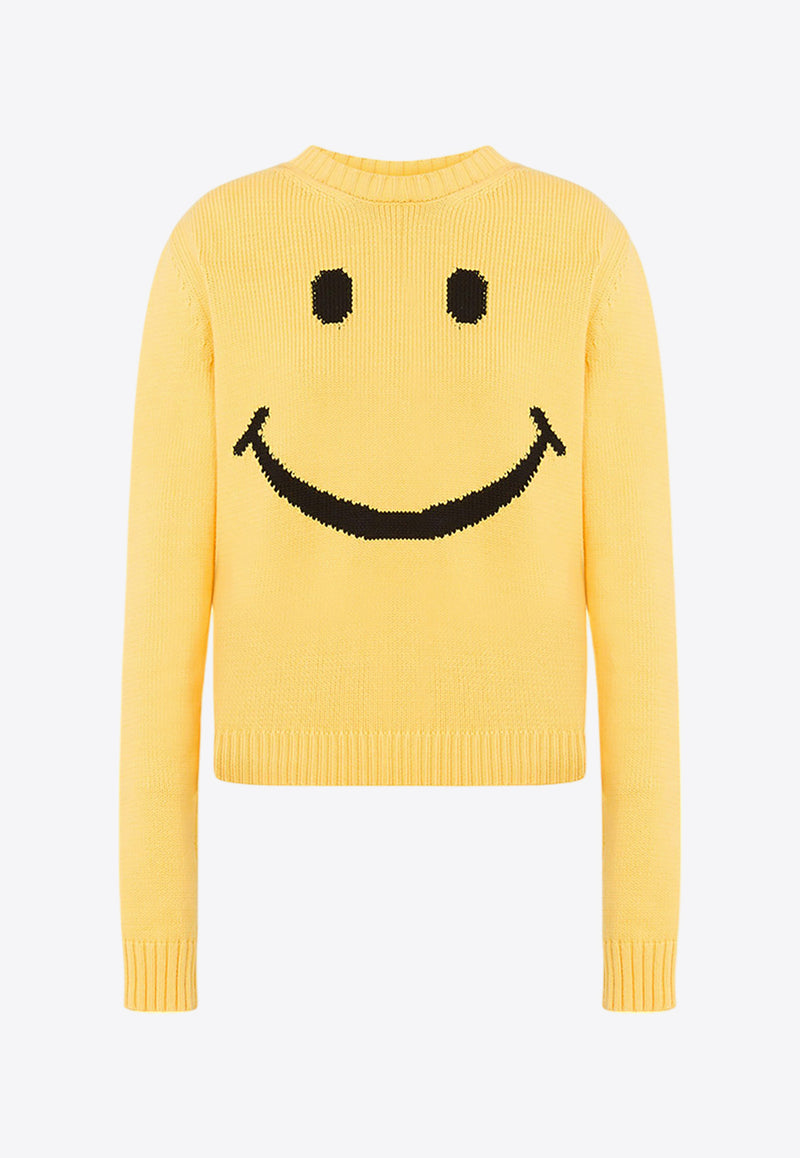 Moschino Intarsia Knit Smiley Sweater Yellow A0924 0507 0028