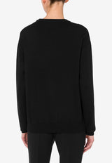 Moschino Heart Safety Pin Wool Sweater A093355023555 3555 Black