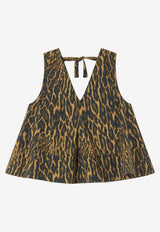 GANNI Leopard Print A-line Top Brown A1040087_KHAKI