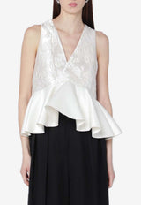 GANNI V-neck Ruffled Top  Ivory A104009710724/S_GAN-135