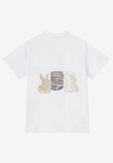 GANNI Animal Print Crewneck T-shirt White A1050029_WHITE MULT
