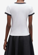 GANNI Kitty Print Cropped T-shirt White A1050030_WHITE MULT