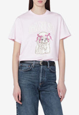 GANNI Puppy Print T-shirt Pink A105006211026/S_GAN-868