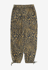 GANNI Leopard Print Cargo Pants Brown A1080045_KHAKI