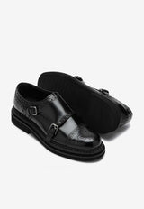 Dolce & Gabbana Day Classic Monk Strap Shoes in Brushed Leather Black A10828A1203/P_DOLCE-80999