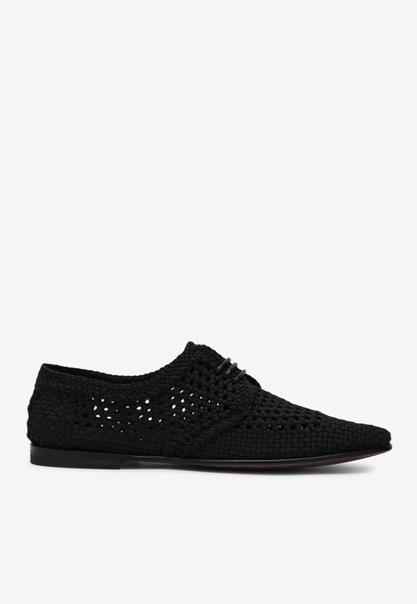 Dolce & Gabbana Woven Derby Shoes Black A10863A9L64/Q_DOLCE-80999
