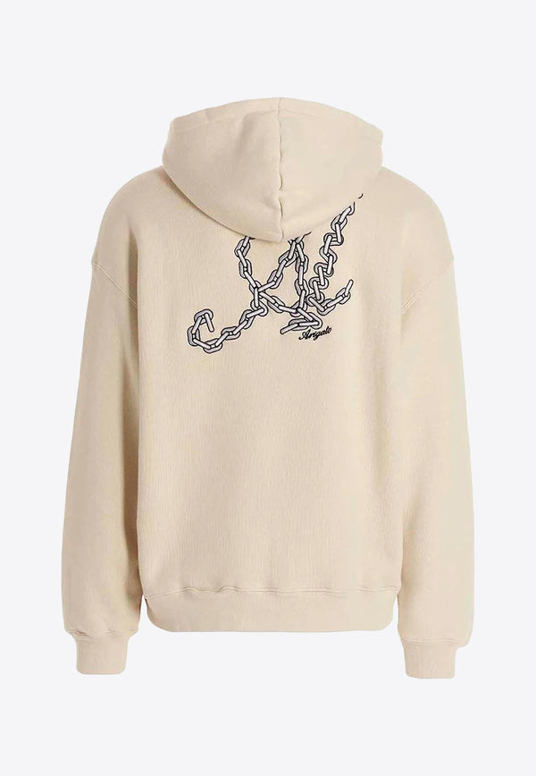 Axel Arigato Chain Signature Logo Embroidered Hooded Sweatshirt A1175001BEIGE