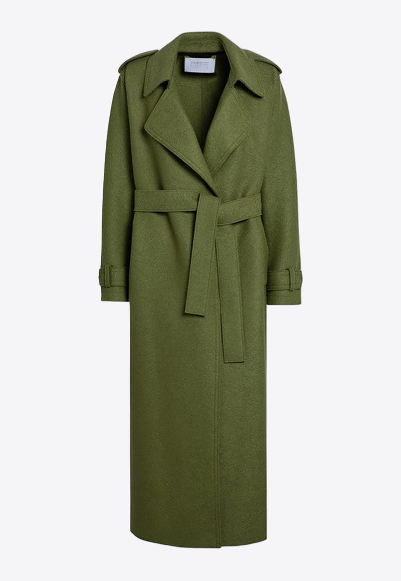 Harris Wharf London Belted Wool Coat Green A1343MLK/P_HARWH-613