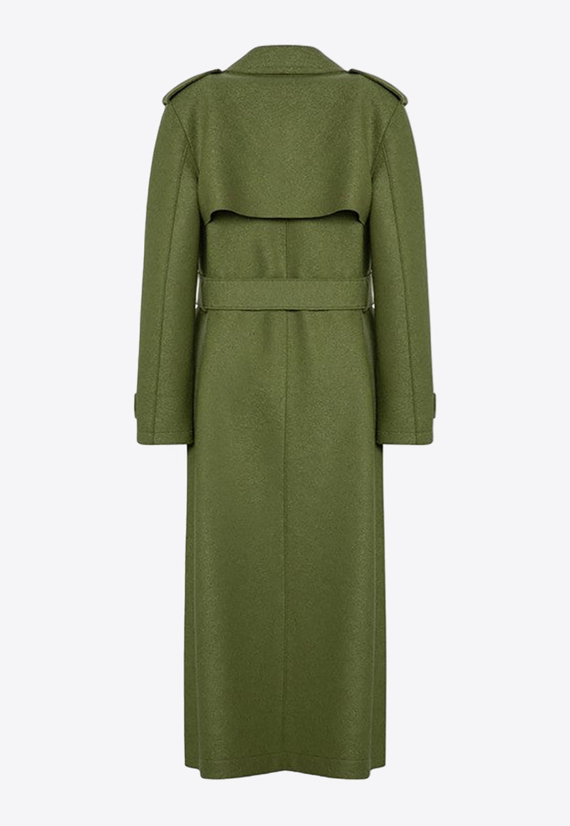 Harris Wharf London Belted Wool Coat Green A1343MLK/P_HARWH-613