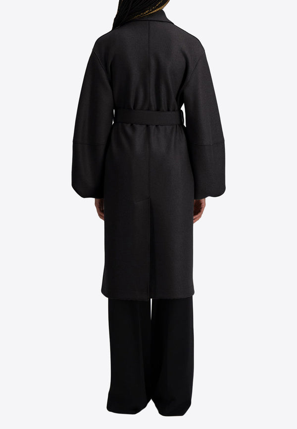 Harris Wharf London Puff-Sleeved Wool Coat A1530MLK-BLACK