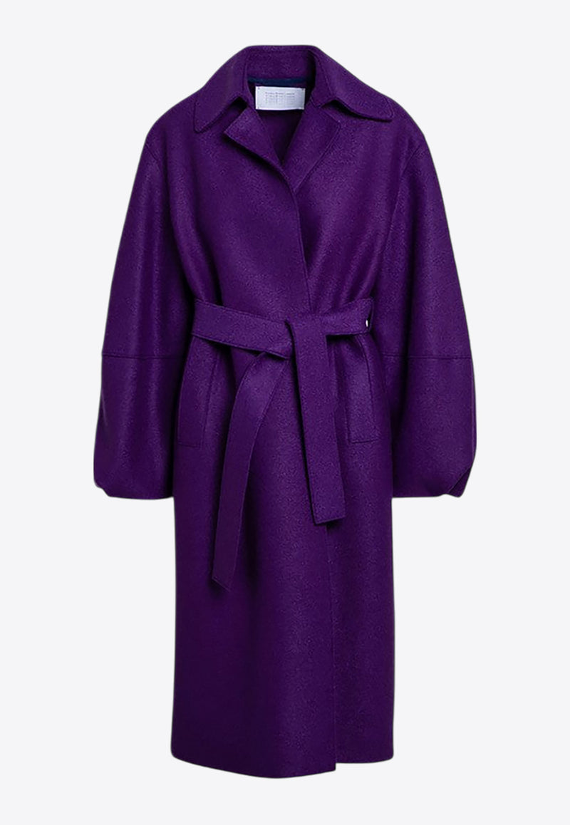 Harris Wharf London Belted Wool Coat  Purple A1530MLK/P_HARWH-561