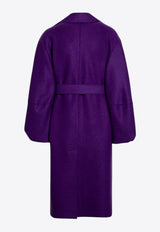 Harris Wharf London Belted Wool Coat  Purple A1530MLK/P_HARWH-561