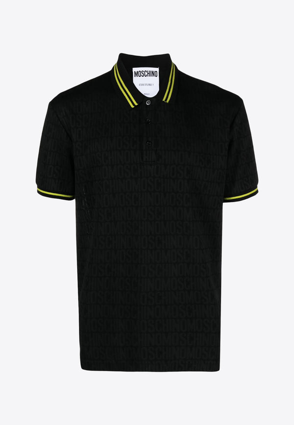 Moschino All-Over Logo Polo T-shirt A1601 2645 1555 Black