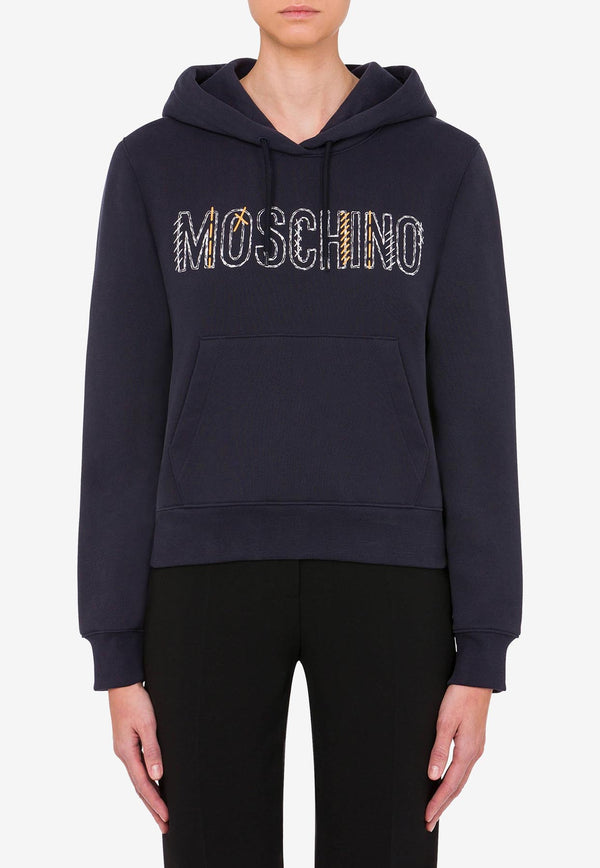 Moschino Stitching Logo Hooded Sweatshirt Navy A1704 5528 1510