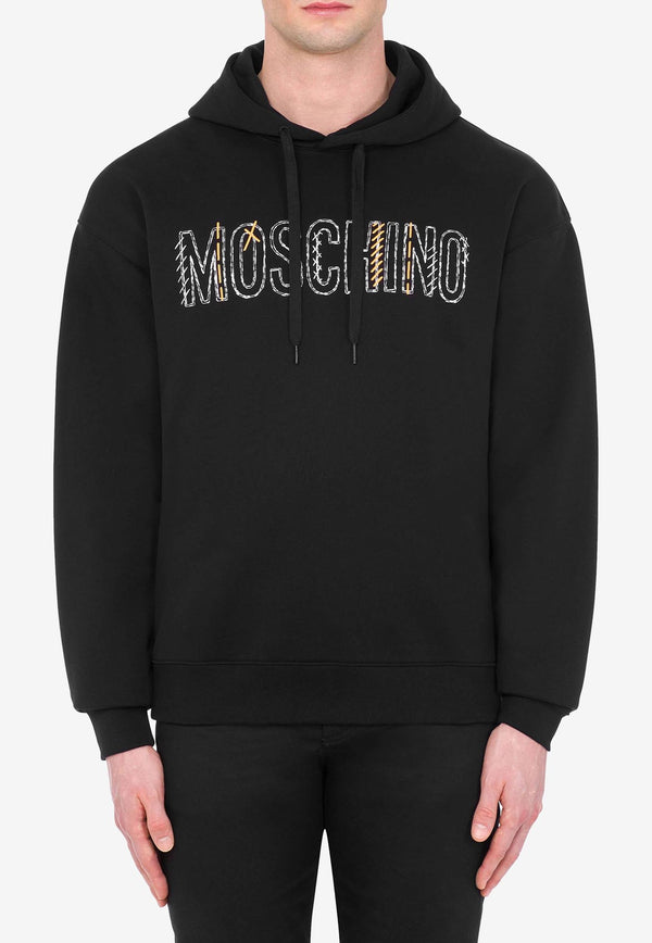 Moschino Stitching Logo Hooded Sweatshirt Black A1721 5228 1555