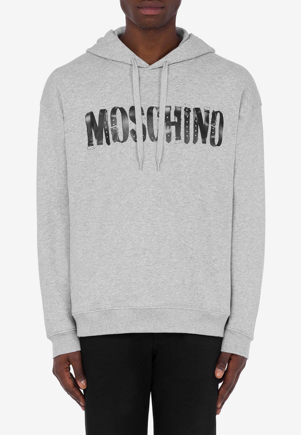 Moschino Biker Logo Hooded Sweatshirt Gray A1727 5228 1485