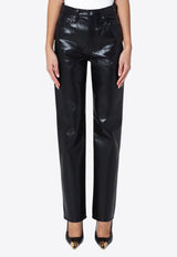 Agolde Faux Leather Straight-Leg Pants Black A2041285/Q_AGOLD-DETOX