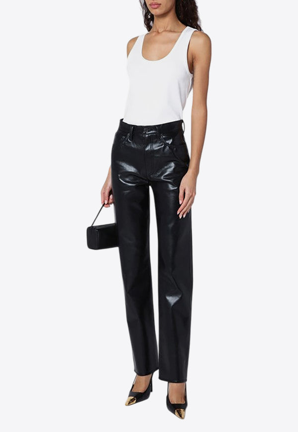 Agolde Faux Leather Straight-Leg Pants Black A2041285/Q_AGOLD-DETOX