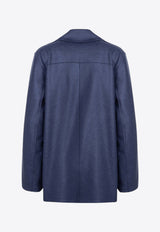 Harris Wharf London Double-Breasted Short Wool Coat Blue A2415MLK/P_HARWH-375