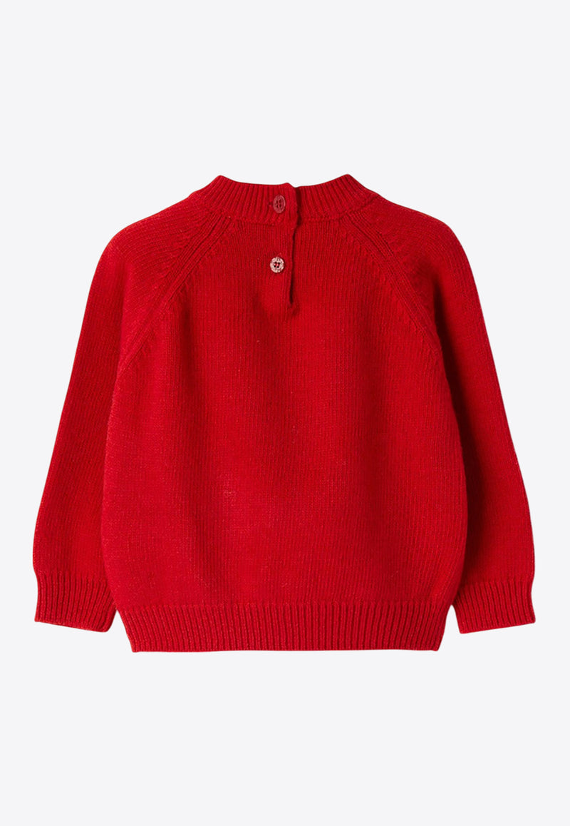 Il Gufo Boys Bear Embroidered Wool Sweater Red A24MA334EM220-BWO/P_GUFO-3949