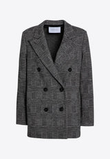 Harris Wharf London Houndstooth Wool Coat Black A2544MPL/P_HARWH-PL05